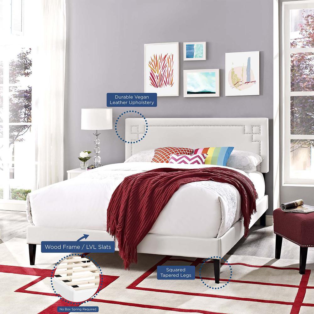 Ruthie Queen Platform Bed with Squared Tapered Legs. Picture 6