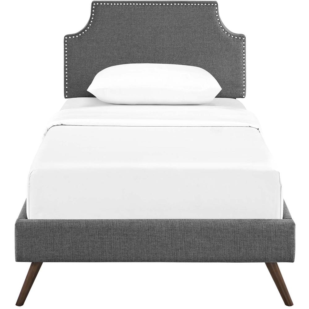 Corene Twin Fabric Platform Bed with Round Splayed Legs. Picture 4
