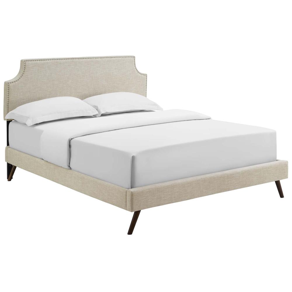 Corene Queen Platform Bed with Round Splayed Legs. Picture 1