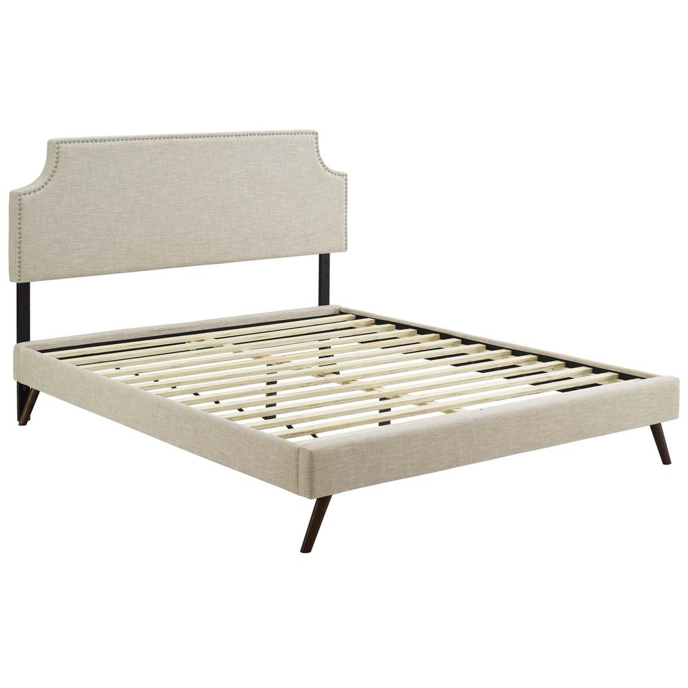 Corene Queen Platform Bed with Round Splayed Legs. Picture 3