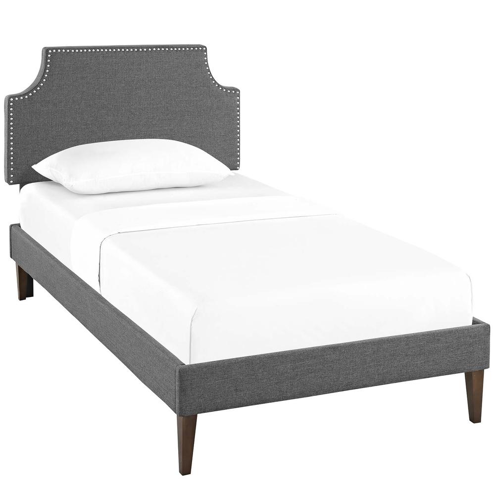 Corene Twin Fabric Platform Bed with Squared Tapered Legs. Picture 1
