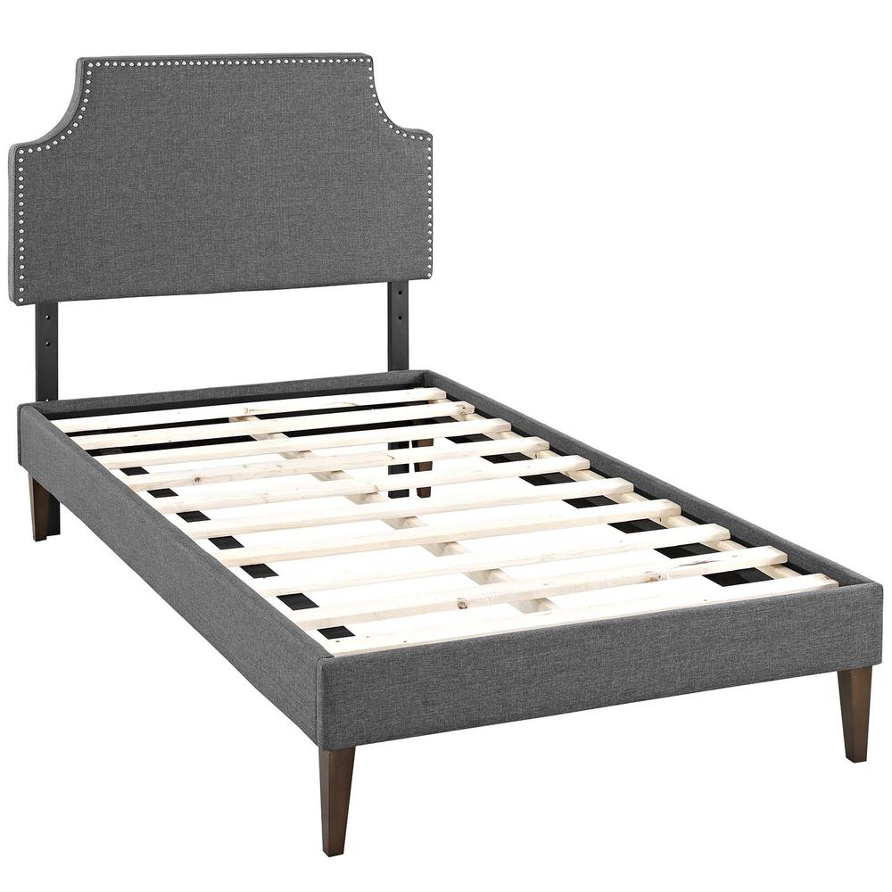 Corene Twin Fabric Platform Bed with Squared Tapered Legs. Picture 2