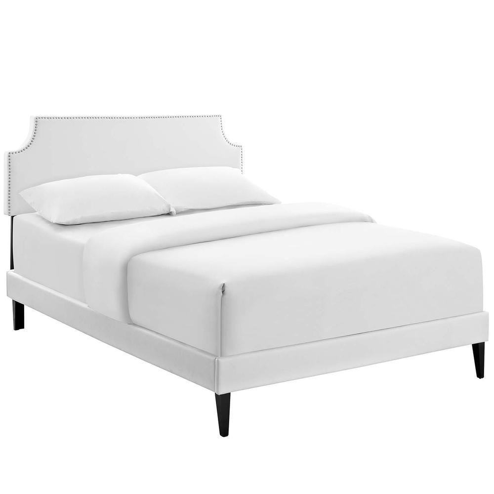 Corene Full Vinyl Platform Bed with Squared Tapered Legs. Picture 1