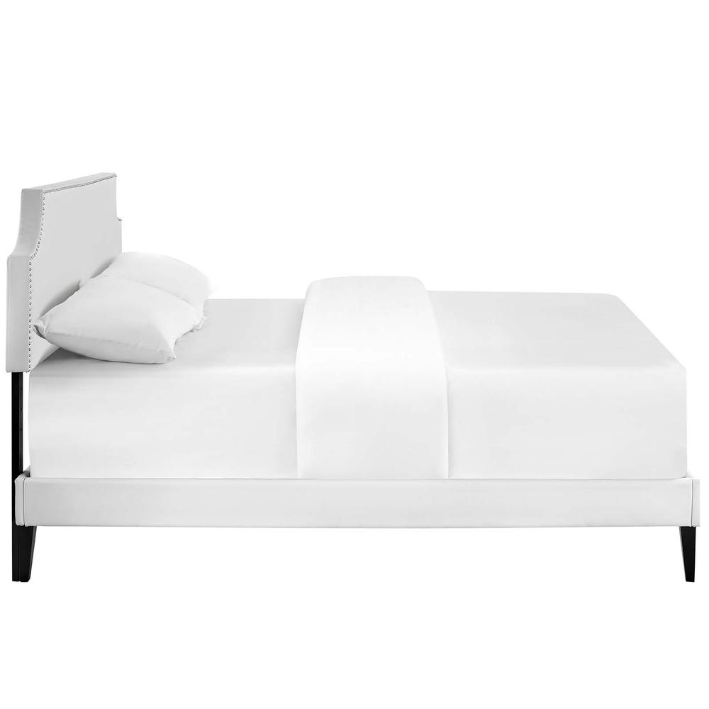 Corene Full Vinyl Platform Bed with Squared Tapered Legs. Picture 3