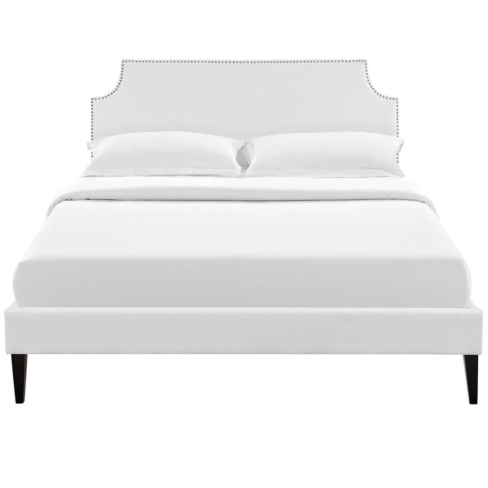 Corene Full Vinyl Platform Bed with Squared Tapered Legs. Picture 4