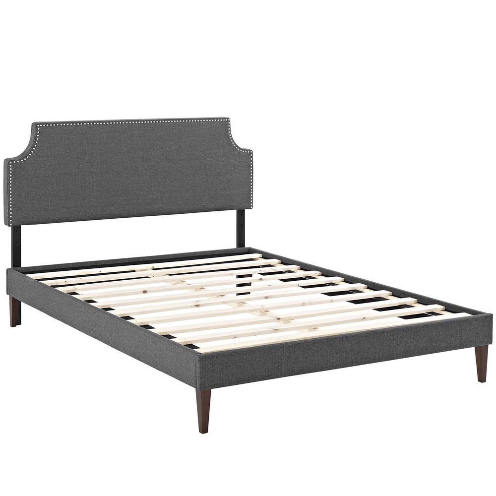 Corene Full Fabric Platform Bed with Squared Tapered Legs. Picture 2
