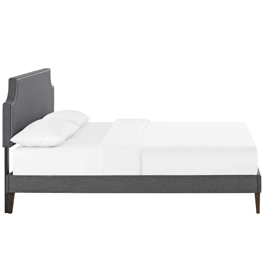 Corene Full Fabric Platform Bed with Squared Tapered Legs. Picture 3