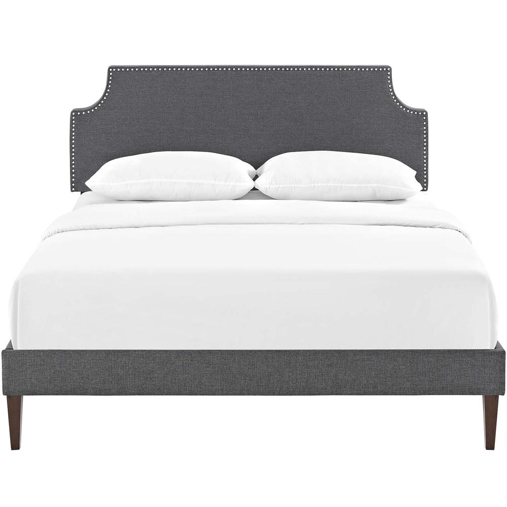 Corene Full Fabric Platform Bed with Squared Tapered Legs. Picture 4