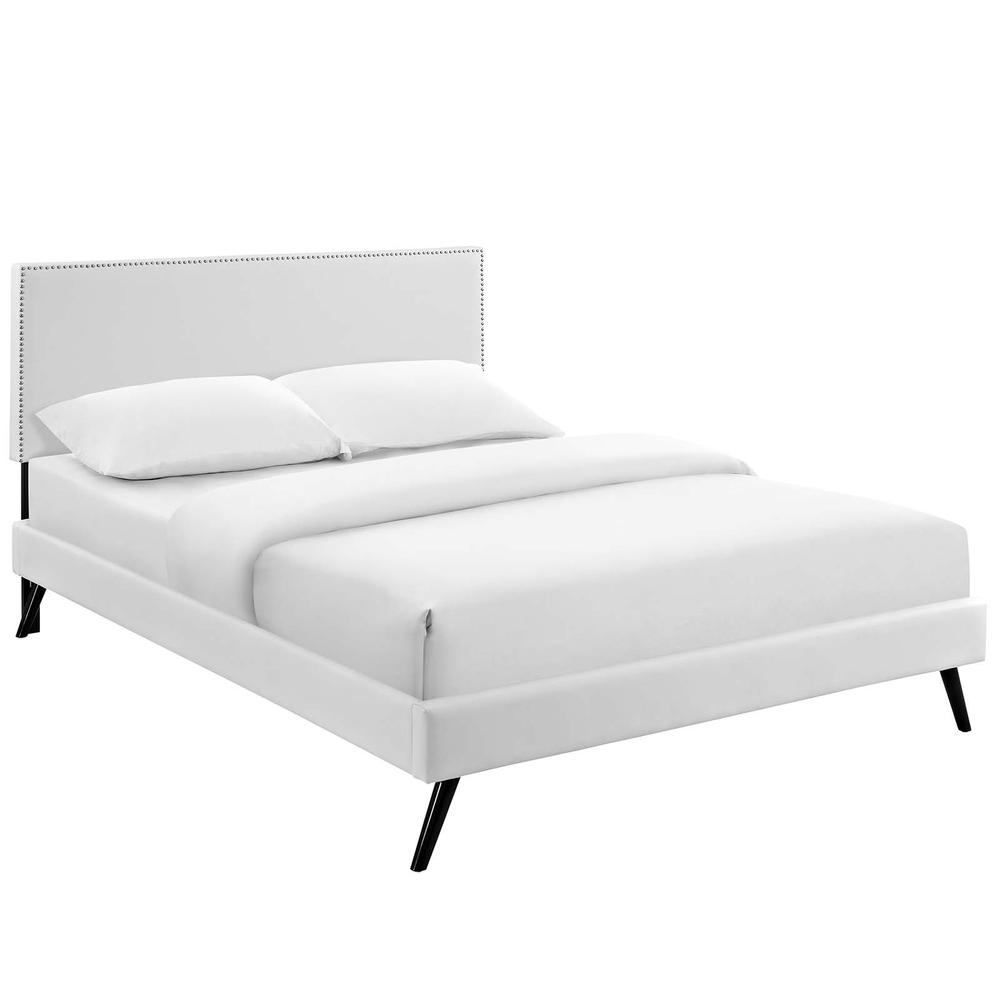 Macie Full Platform Bed with Round Splayed Legs. Picture 1