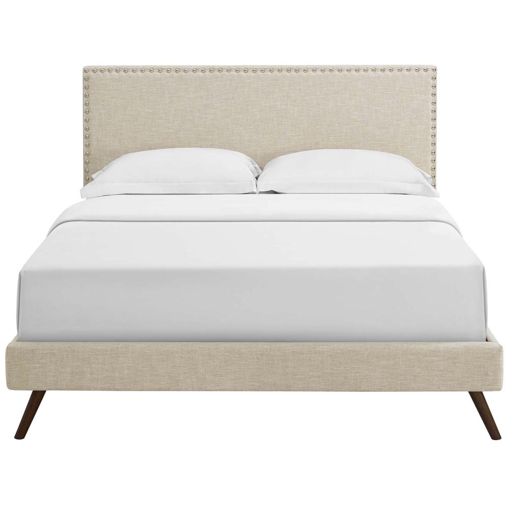 Macie Queen Fabric Platform Bed with Round Splayed Legs. Picture 4
