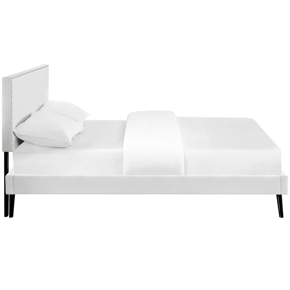 Macie King Platform Bed with Round Splayed Legs. Picture 4