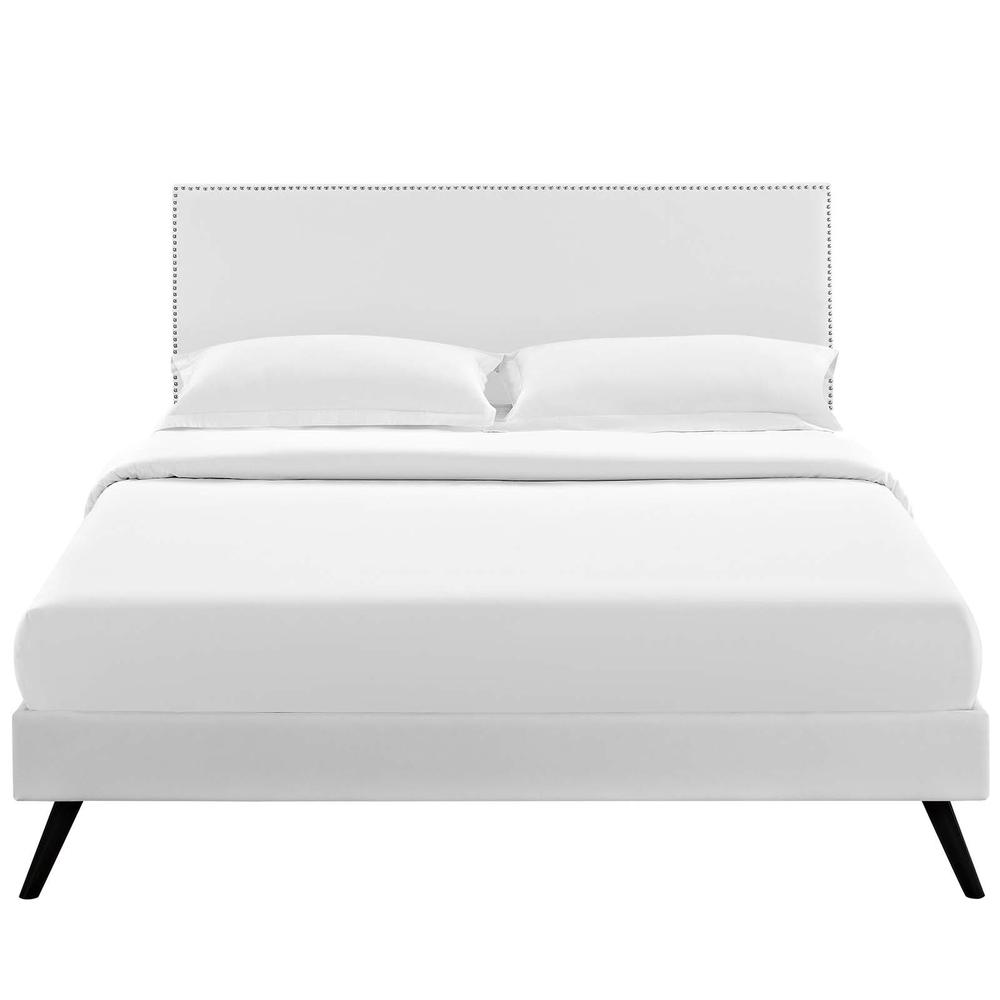 Macie King Platform Bed with Round Splayed Legs. Picture 5