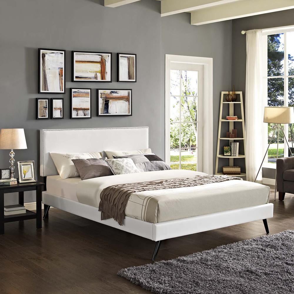 Macie King Platform Bed with Round Splayed Legs. Picture 8