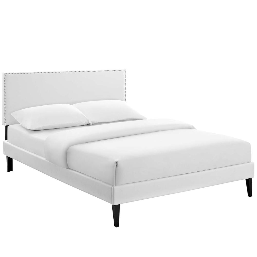 Macie Full Vinyl Platform Bed with Squared Tapered Legs. Picture 1