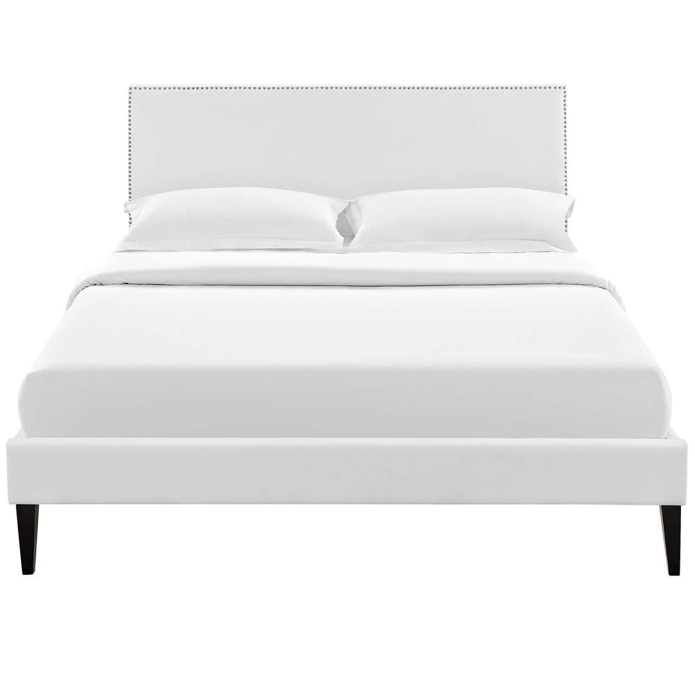 Macie Full Vinyl Platform Bed with Squared Tapered Legs. Picture 4