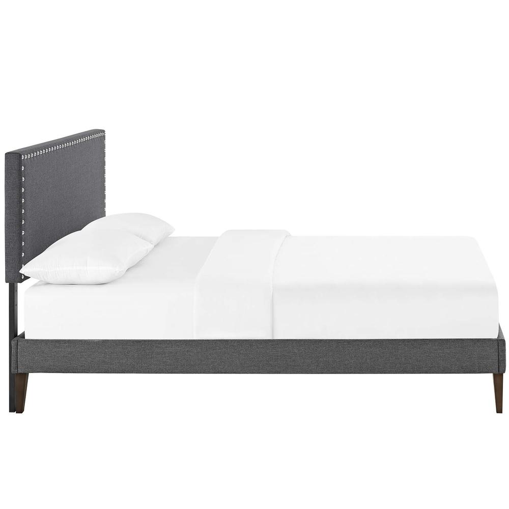 Macie Queen Fabric Platform Bed with Squared Tapered Legs. Picture 3