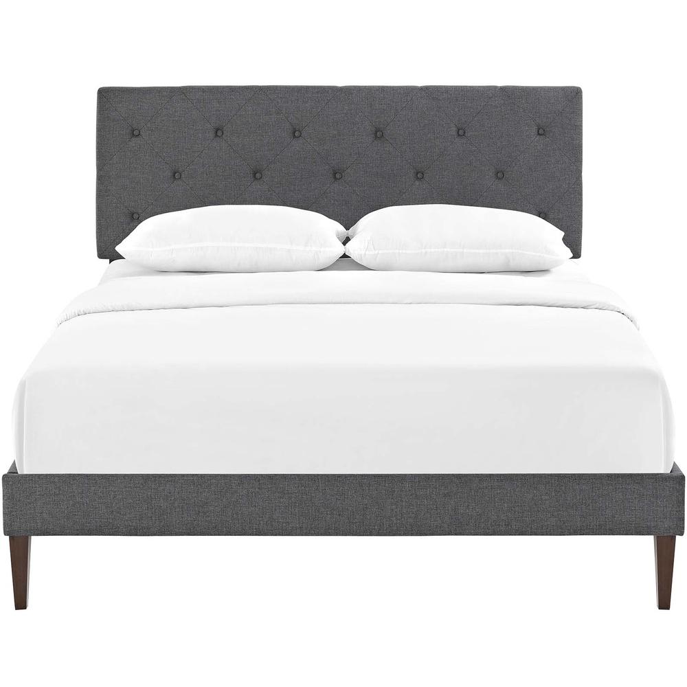 Tarah King Fabric Platform Bed with Squared Tapered Legs. Picture 4