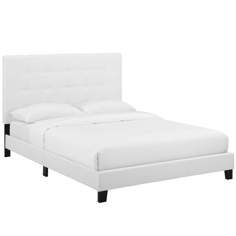 Melanie King Tufted Button Upholstered Fabric Platform Bed. Picture 1