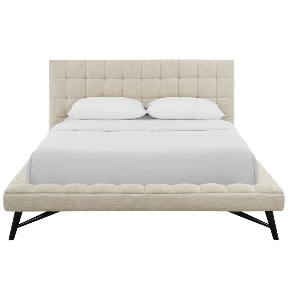 Julia Queen Biscuit Tufted Upholstered Fabric Platform Bed. Picture 4