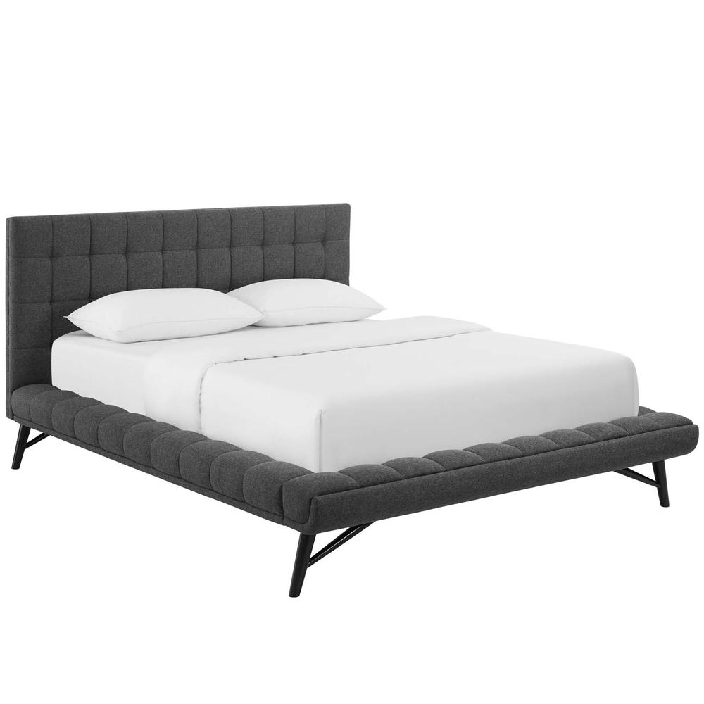 Julia Queen Biscuit Tufted Upholstered Fabric Platform Bed - Gray MOD-6007-GRY. The main picture.