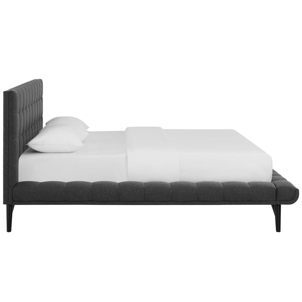 Julia Queen Biscuit Tufted Upholstered Fabric Platform Bed - Gray MOD-6007-GRY. Picture 3