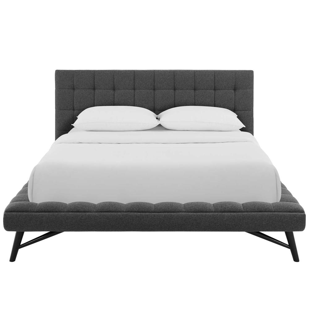 Julia Queen Biscuit Tufted Upholstered Fabric Platform Bed - Gray MOD-6007-GRY. Picture 4