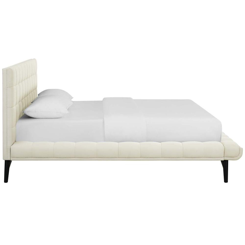 Julia Queen Biscuit Tufted Upholstered Fabric Platform Bed. Picture 3