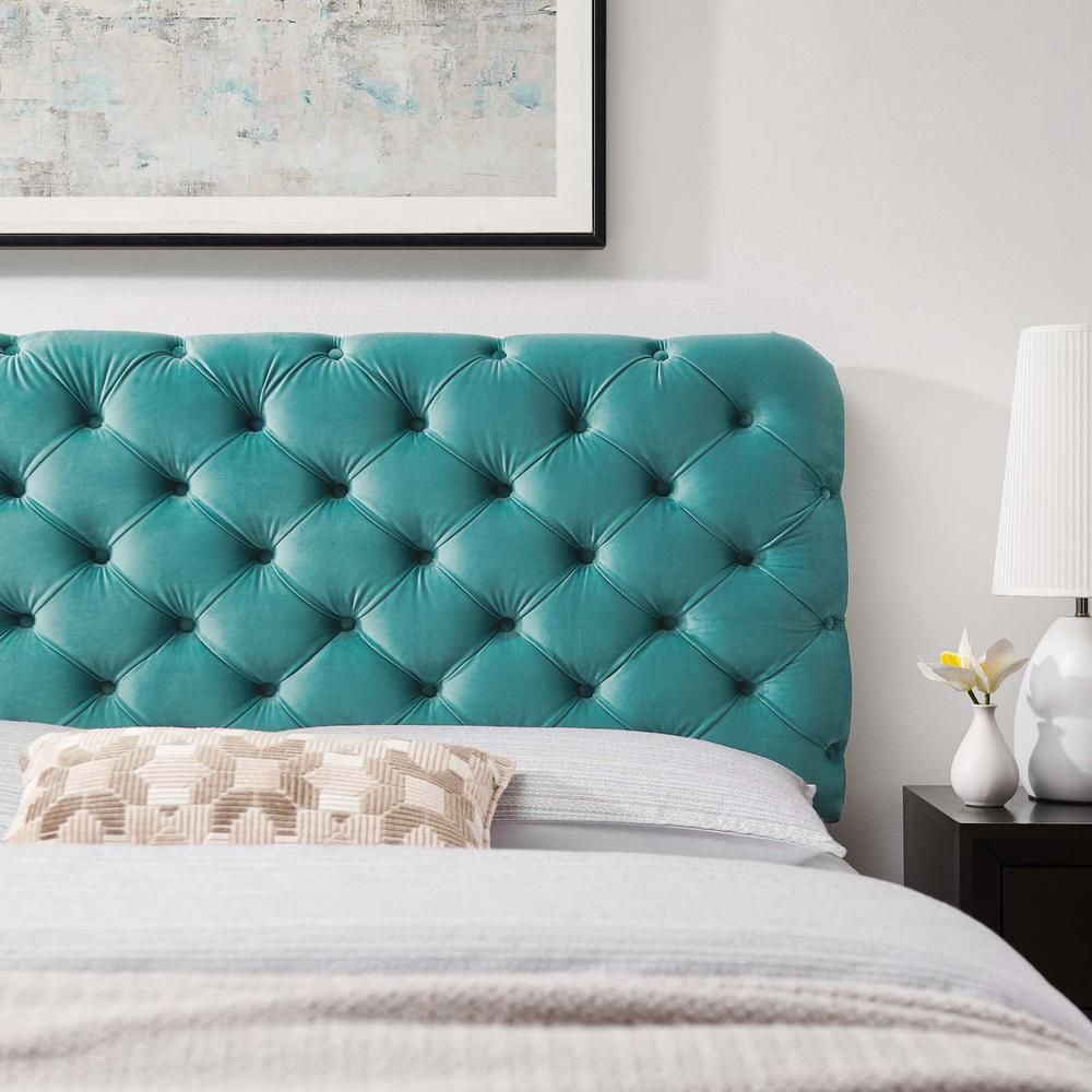 Lizzy Tufted Twin Performance Velvet Headboard - Teal MOD-6030-TEA. Picture 6