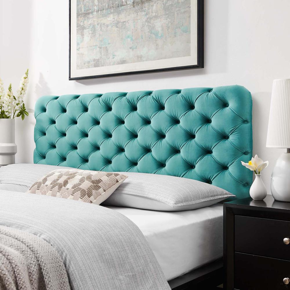 Lizzy Tufted Twin Performance Velvet Headboard - Teal MOD-6030-TEA. Picture 7