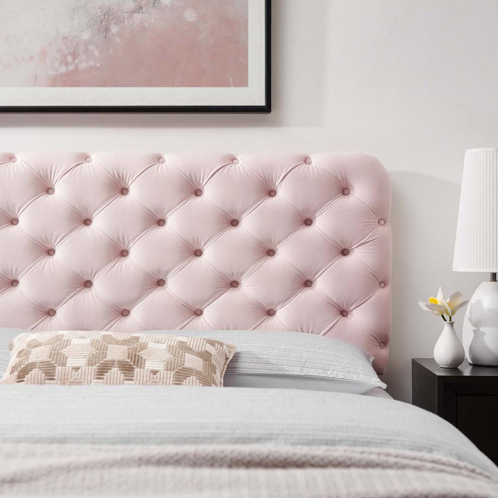 Lizzy Tufted Full/Queen Performance Velvet Headboard - Pink MOD-6031-PNK. Picture 6