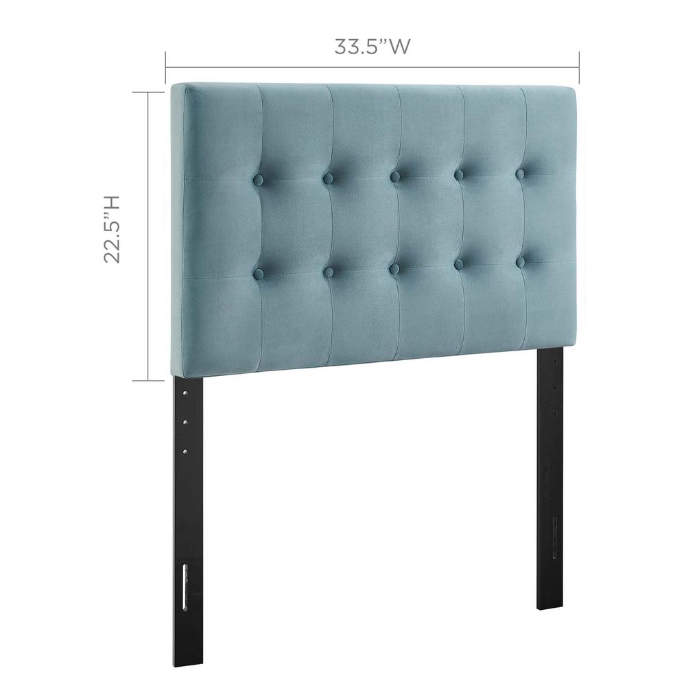 Emily Twin Biscuit Tufted Performance Velvet Headboard - Light Blue MOD-6114-LBU. Picture 2
