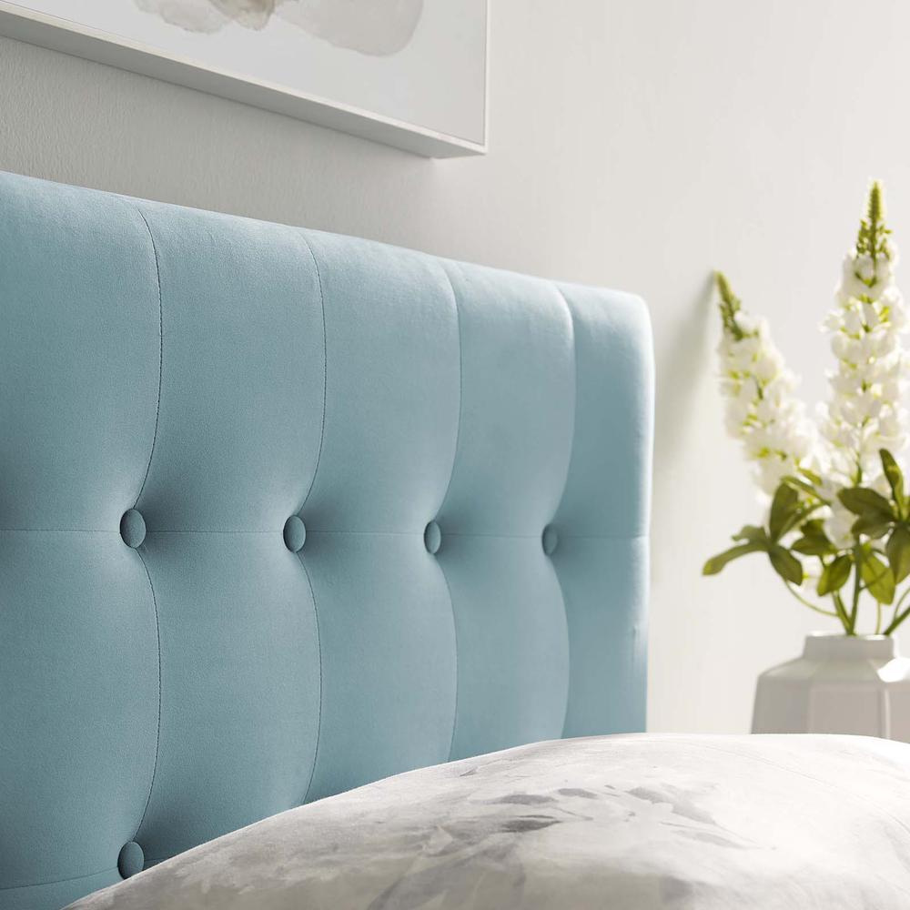 Emily Twin Biscuit Tufted Performance Velvet Headboard - Light Blue MOD-6114-LBU. Picture 6