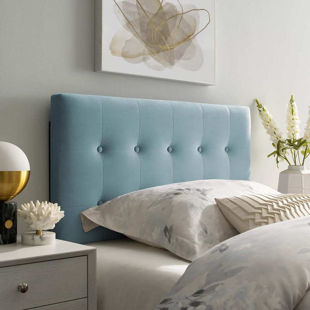 Emily Twin Biscuit Tufted Performance Velvet Headboard - Light Blue MOD-6114-LBU. Picture 7
