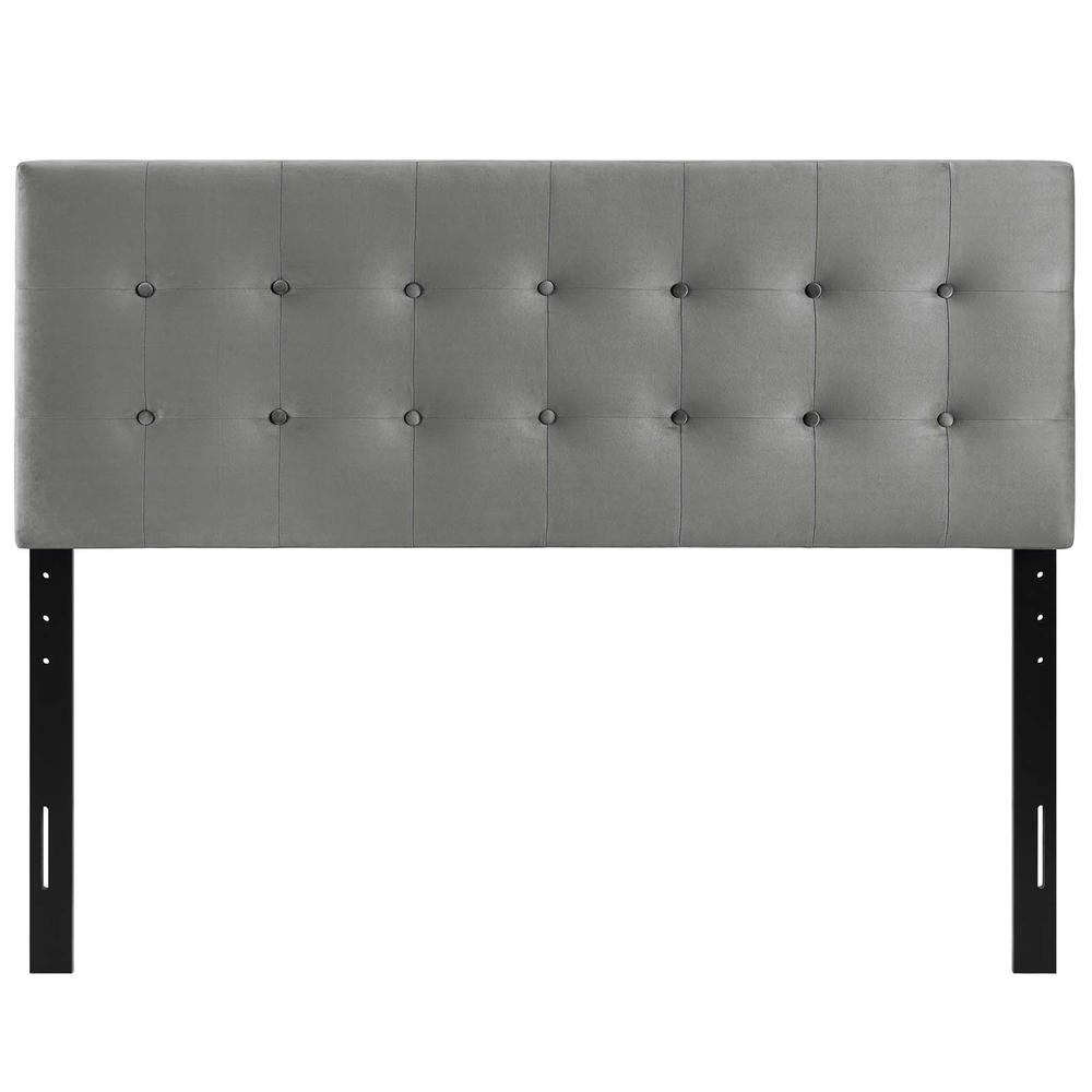Emily Queen Biscuit Tufted Performance Velvet Headboard - Gray MOD-6116-GRY. Picture 5