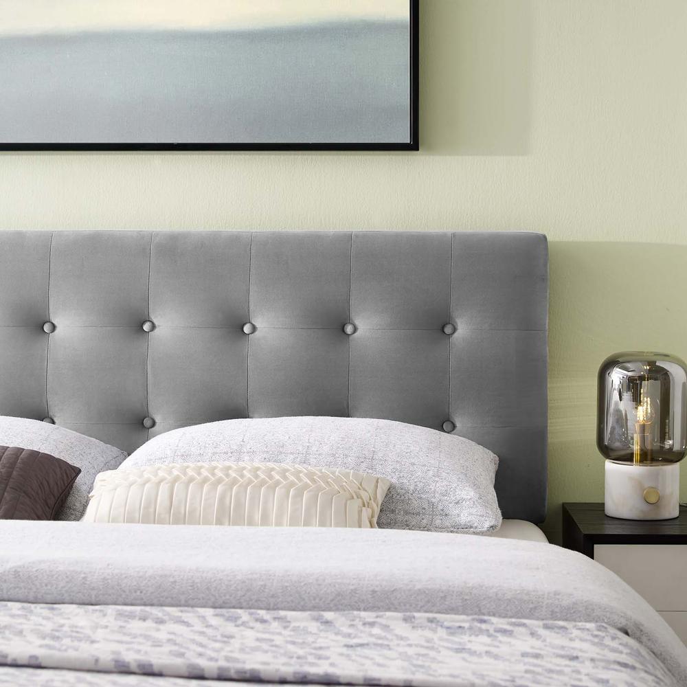 Emily Queen Biscuit Tufted Performance Velvet Headboard - Gray MOD-6116-GRY. Picture 7