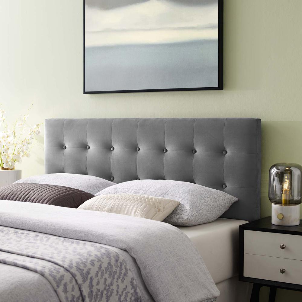 Emily Queen Biscuit Tufted Performance Velvet Headboard - Gray MOD-6116-GRY. Picture 8
