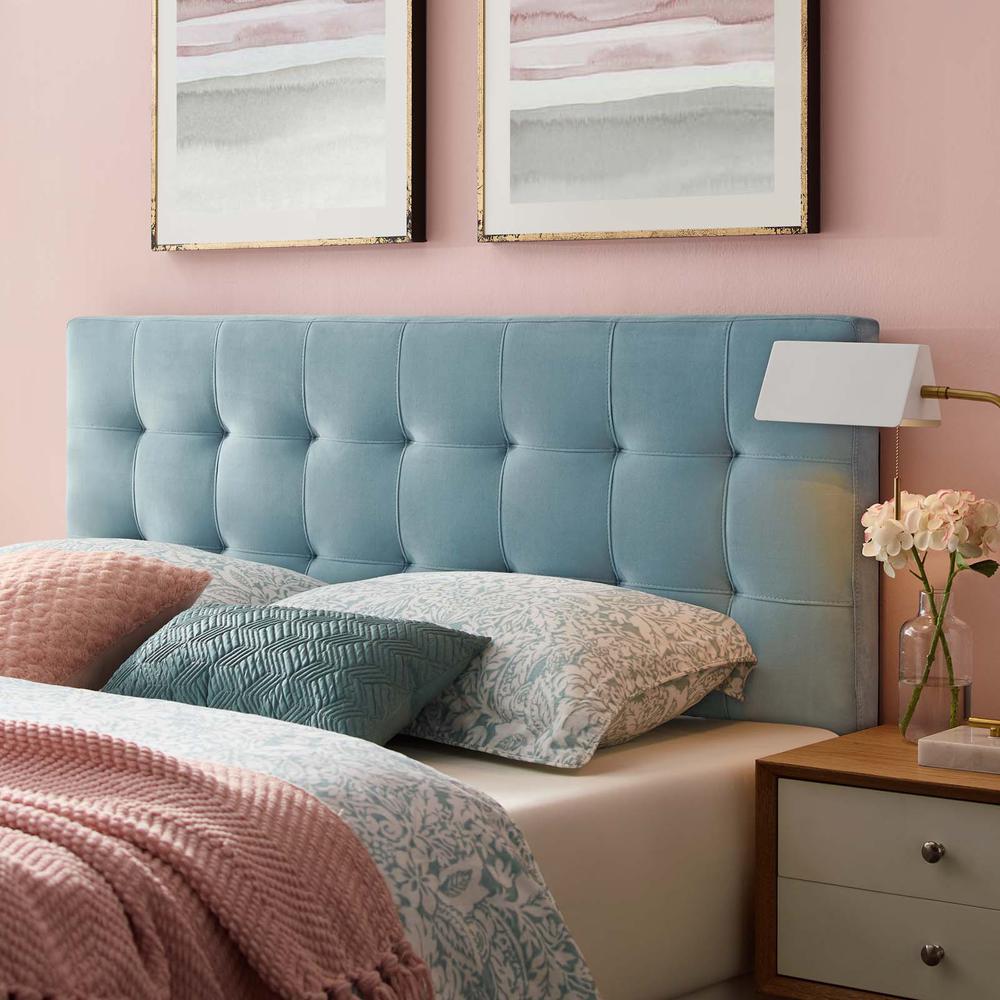 Lily Biscuit Tufted Full Performance Velvet Headboard - Light Blue MOD-6119-LBU. Picture 7