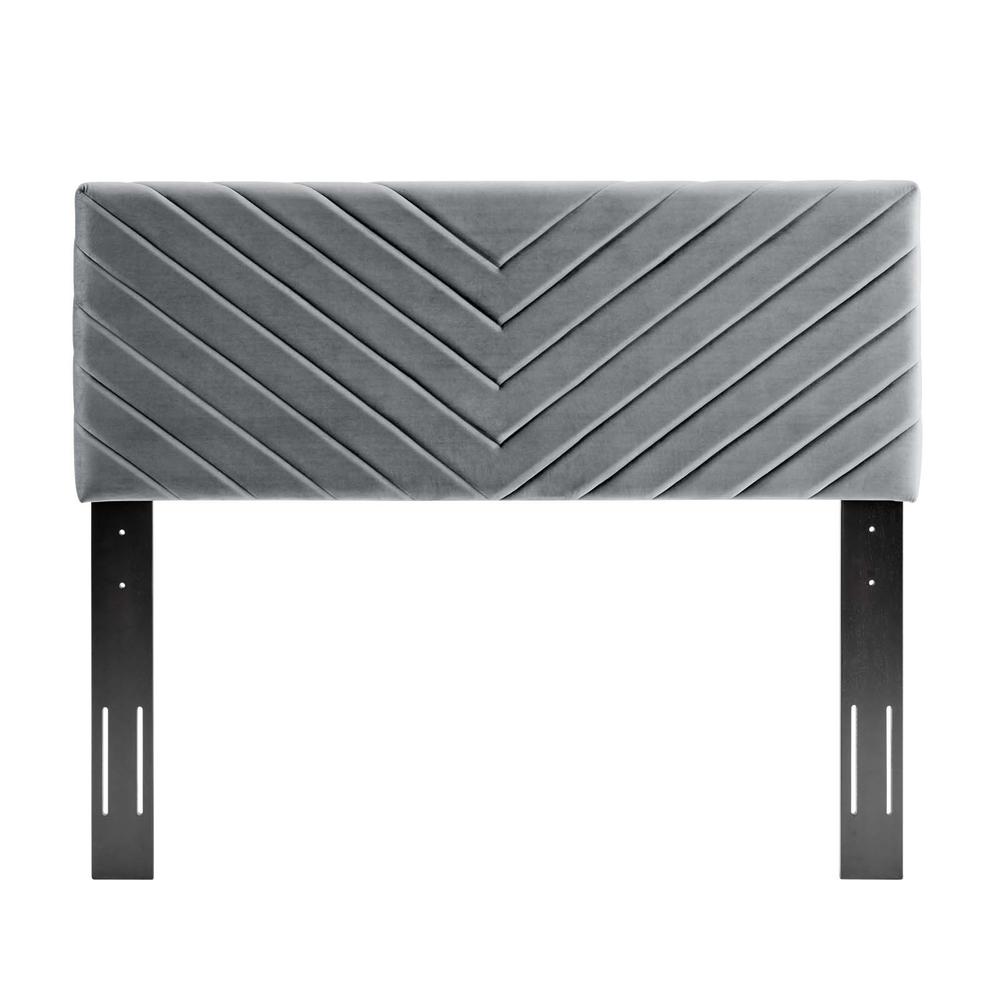 Alyson Angular Channel Tufted Performance Velvet King / California King Headboard - Charcoal MOD-6145-CHA. Picture 3