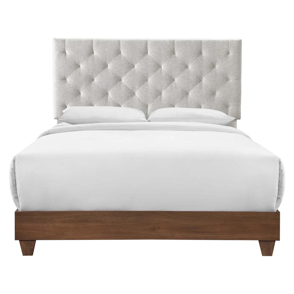 Rhiannon Diamond Tufted Upholstered Fabric Queen Bed. Picture 1