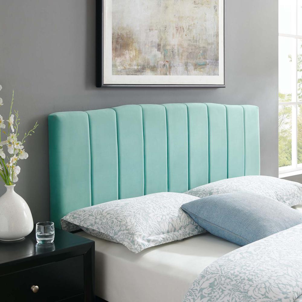 Camilla Channel Tufted King/California King Performance Velvet Headboard - Mint MOD-6183-MIN. Picture 7