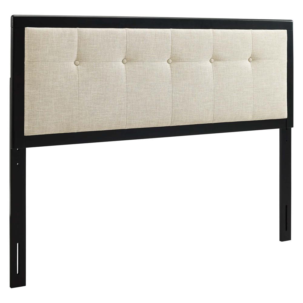 Draper Tufted Queen Fabric and Wood Headboard - Black Beige MOD-6226-BLK-BEI. Picture 1