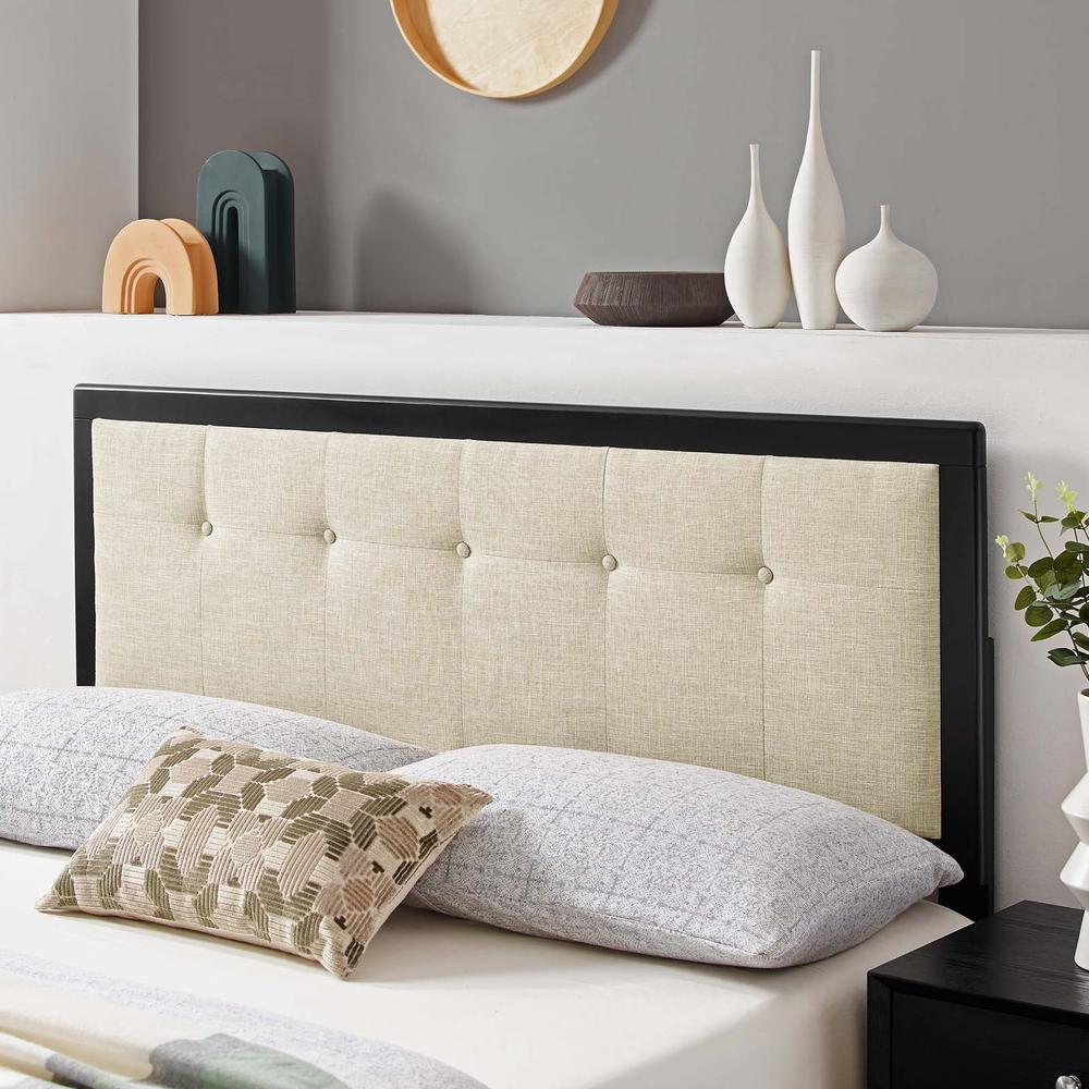 Draper Tufted Queen Fabric and Wood Headboard - Black Beige MOD-6226-BLK-BEI. Picture 8