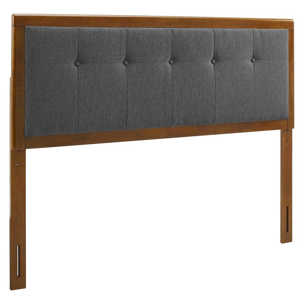 Draper Tufted Queen Fabric and Wood Headboard - Walnut Charcoal MOD-6226-WAL-CHA. Picture 1