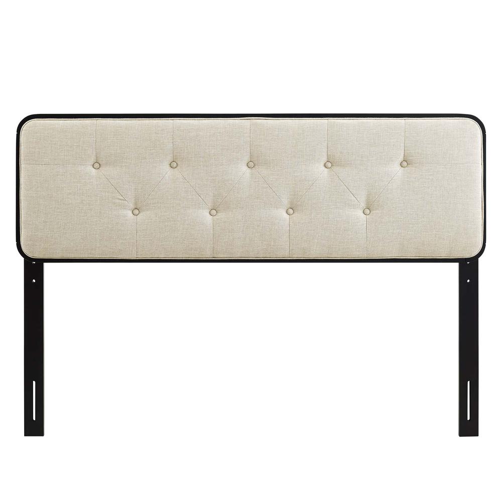 Collins Tufted Twin Fabric and Wood Headboard - Black Beige MOD-6232-BLK-BEI. Picture 2
