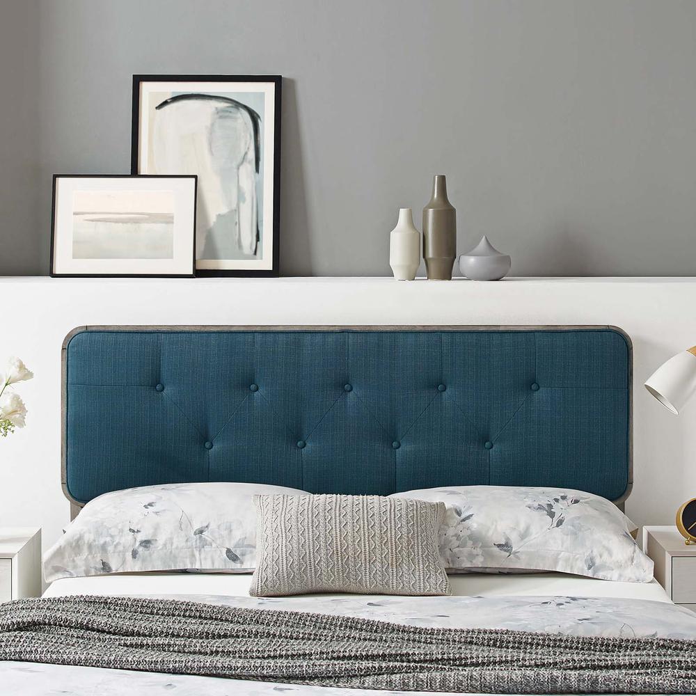 Collins Tufted Twin Fabric and Wood Headboard - Gray Azure MOD-6232-GRY-AZU. Picture 8
