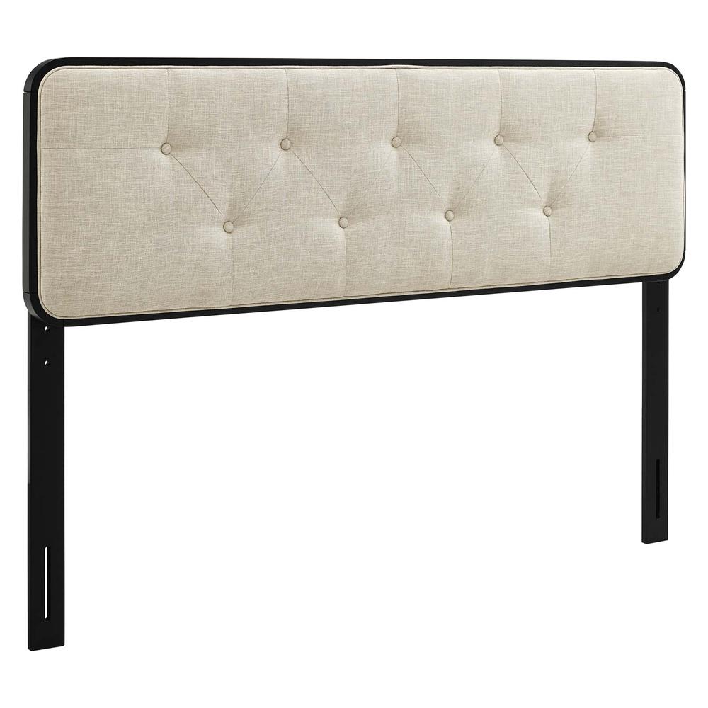 Collins Tufted Queen Fabric and Wood Headboard - Black Beige MOD-6234-BLK-BEI. Picture 1