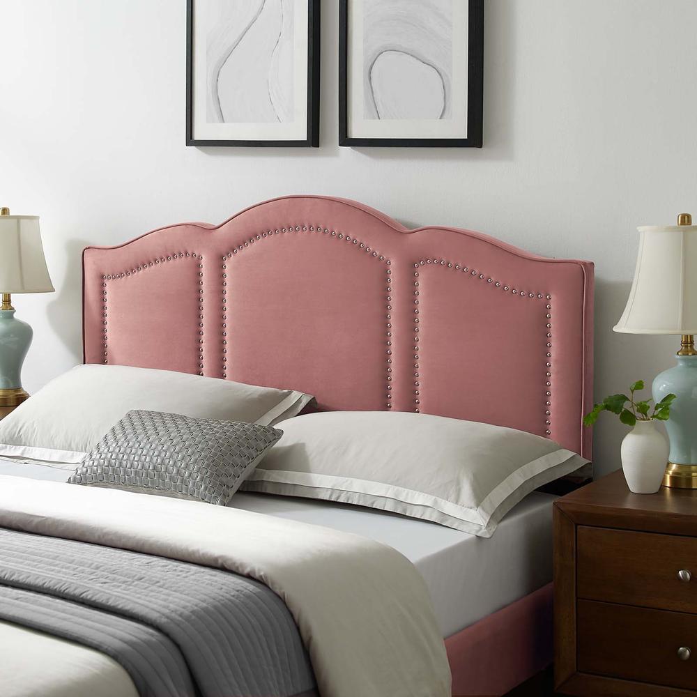 Cecilia Full/Queen Performance Velvet Headboard - Dusty Rose MOD-6309-DUS. Picture 10