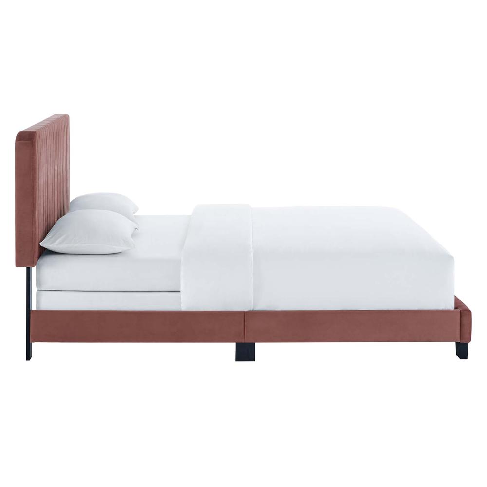 Celine Channel Tufted Performance Velvet Queen Bed. Picture 4