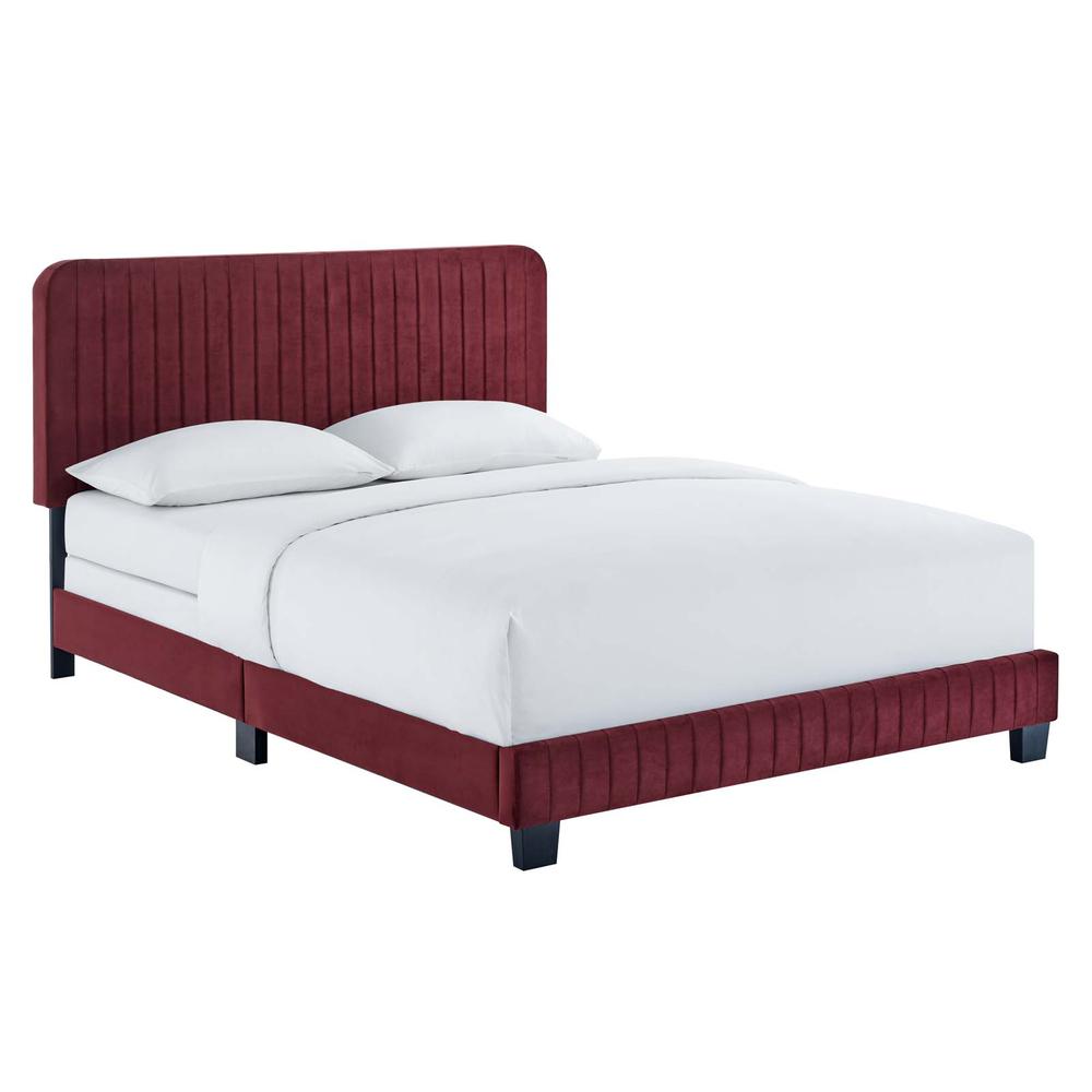 Celine Channel Tufted Performance Velvet Queen Bed. Picture 1