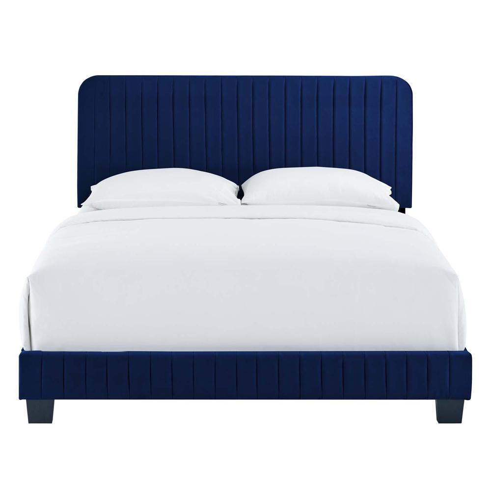 Celine Channel Tufted Performance Velvet Queen Bed. Picture 5